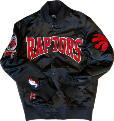Mens Toronto Raptors NBA Basketball Pro Standard Black  Satin Full Button Jacket - Image 1 of 4