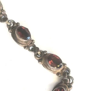 Very good vintage sterling silver garnet link bracelet - Picture 1 of 4