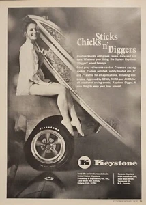 1970 Keystone Digger Wheels Print Ad Girl Bathing Suit Surf Board - Picture 1 of 1