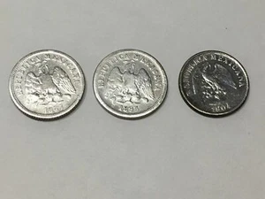 Mexico Coin Lot (3) 10 Centavos Silver SECOND REPUBLIC XF 1887-1893-1904 - Picture 1 of 9