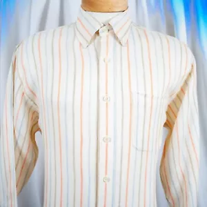 Nueva Camisa BROOKS BROTHERS Marfil Azul Melocotón Taupe Lino Rayas Hombres Talla M - Imagen 1 de 7