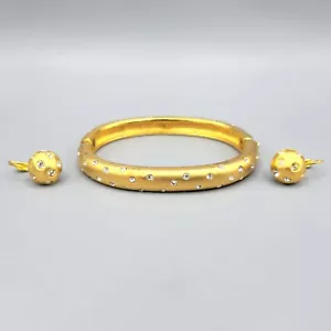 Bracciale Swarovski Swan placcato oro opaco cristallo pavè e orecchini pendenti gancio - Foto 1 di 12