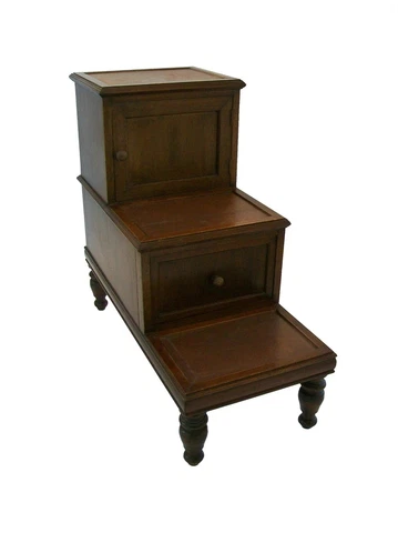 Georgian Mahogany & Leather Library Steps - United Kingdom - Early 19th Century Cover