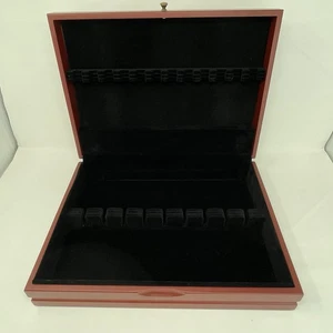 Steak Knife Silverware Flatware Wooden Storage 12/8 Slot Black Felt Box ONLY VTG - Picture 1 of 16