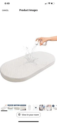 Lisara Baby Bassinet Mattress, 29" x 18" Dual Sided Gel Memory Foam Waterproof N - Image 1 of 4