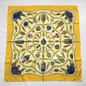 2506-106 Hermes Carre 90 Scarf Silk Yellow - Picture 1 of 6