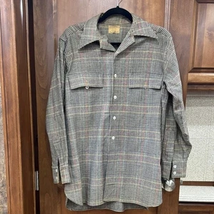 Vintage Men's Plaid Casual wool Button Down Shirt - Picture 1 of 5