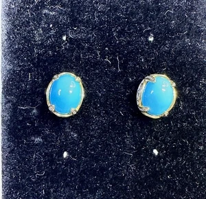 Gems En Vogue 925 Silver Sleeping Beauty Turquoise Stud Earrings Lot#739 - Picture 1 of 7