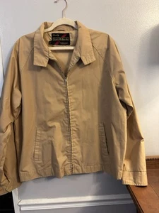 Vtg Sears The Mens Store Outerwear Line Full Zip Bomber Jacket Beige L Tall - Picture 1 of 11