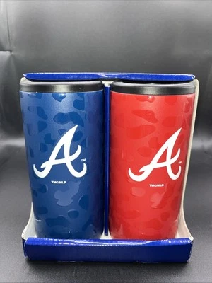Atlanta Braves Slim Can Coolie Set - 12 OZ.  - Acero inoxidable - ¡NUEVO!  Foto 1 de 4