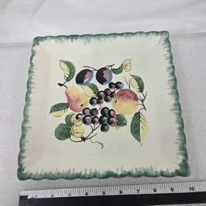 NAS Handbemalt Obst Quadratisch Keramik Platte Tablett Gewellter Rand Made in Italy - Bild 1 von 8