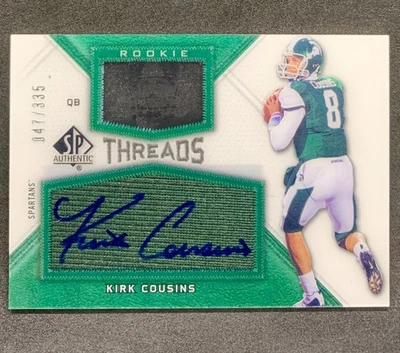 2012 UD SP Authentic KIRK COUSINS Rookie Threads Acetate Jersey Patch Auto RC SP - Image 1 of 2