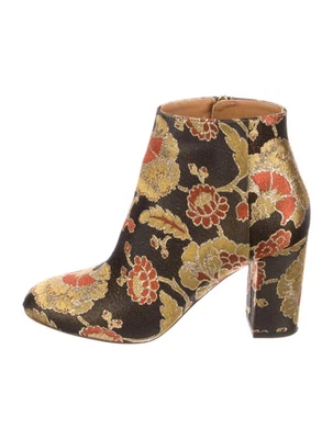Aquazzura Brooklyn Oriental Rose Jacquard Boots Size 7.5 IT 37.5 Very Good Cond. - Изображение 1 из 4