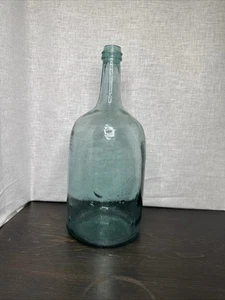 RARE HAND BLOWN GLASS BOTTLE VINTAGE 14” HIGH Aqua Blue Great Condition!! - Picture 1 of 13