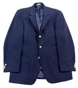 mens navy blue Orvis hopsack blazer jacket sport suit coat gold buttons usa 40S - Picture 1 of 12