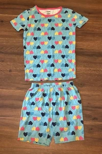 Gymboree Pajama Set Girl’s Size 10 Turquoise w/ Hearts Snug Fit PJ’s - Picture 1 of 9