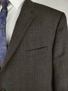 Joseph & Feiss Wool Sport Coat Dark Brown Plaid Blazer Jacket Mens 50R Check - Picture 1 of 20