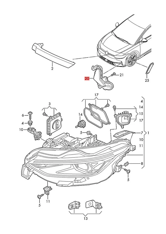 Genuine VW ID.7 ED2 ED5 Led Day Lights Left 14B941055A - Image 1 of 1