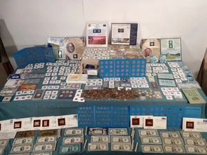 Huge Coin & Currency Lot .Gold, Silver,Barber, Errors,Wheat,OBW Rolls, Franklin - Picture 1 of 24