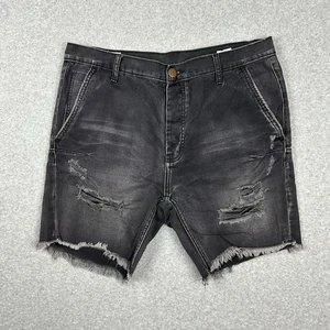 Man X One Teaspoon Mr Pinks Men's Denim Shorts Size 34 Black Anchor Distressed - Bild 1 von 12