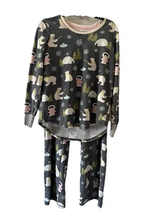 PJ Salvage Acogedor Pijama Conjunto de 2 Piezas Copo de Nieve Oso Esquimal Top y Pantalones de Correr Talla L - Imagen 1 de 13