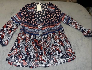 Xhiliration Paisley Print Coverup Cardigan NWT Womens Medium - Picture 1 of 9