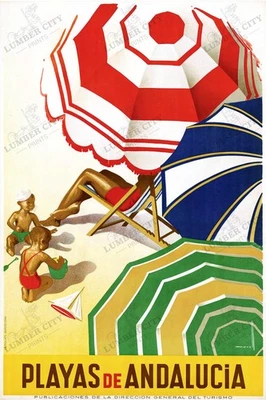 Póster de viaje vintage de Playas de Andalucía España impresión de arte de pared Morell Foto 1 de 4