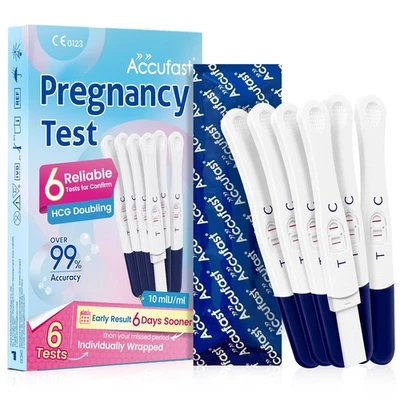 Accufast Pregnancy Test x 6 10mIU/ml - Early Detection Pregnancy Test 6 Days ...