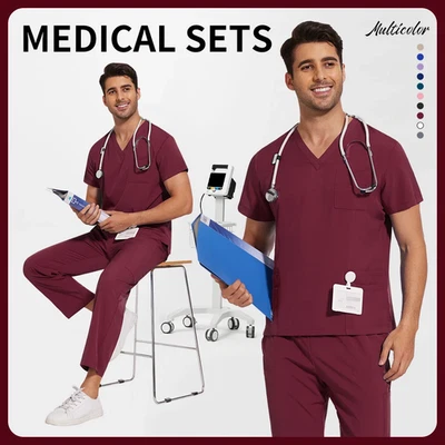 New Lightweight Anti-wrinkle Surgical Uniform Woman Men Medical Nurse Scrub - Image 1 of 4