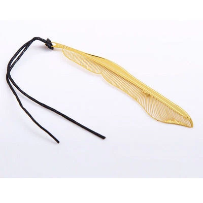BARGAINS EXPRESS UK Feather Shaped Gold Plated Metal Bookmarks Book Markers Gift For Readers