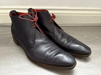Jeffery West O'Toole Men’s Purple Leather Ankle Boots - Size UK 10 - Image 1 of 4