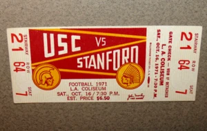 USC Trojans 10/16/1971 Football Full Ticket vs Stanford LA Coliseum - Picture 1 of 3
