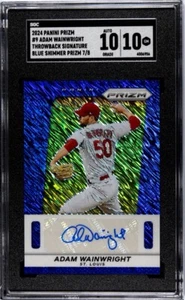 2024 panini prizm fotl baseball #9 Adam Wainwright Signature Blue Shimmer /8 - Picture 1 of 2
