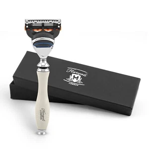 Maquinilla de afeitar antideslizante de 5 bordes para hombre, maquinilla de afeitar de lujo para mujer, maquinilla de afeitar corporal y facial, marfil - Imagen 1 de 9