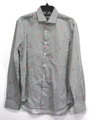 Report Collection Mens Long Sleeve Stretch Slim Fit Stripe Button Up Shirt M - Image 1 of 4