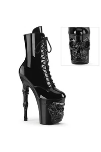 Botín Pleaser USA RAPTURE-1020 charol negro calavera plataforma esculpida UK5 - Imagen 1 de 4