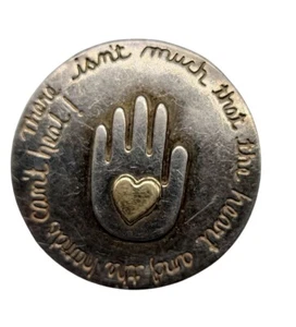 A Story Pin Margie Lombard Sterling Silver & 14k Heart Hand Brooch 2007 Signed - Picture 1 of 7