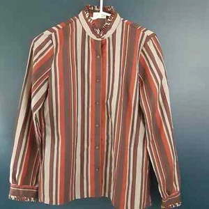 Vintage Country Suburbans Blouse sz 8 Prairie,Ruff Collar, On Trend - Imagen 1 de 7