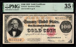 FR-1215 1922 $100 G.C N1140114 P.M.G #35EPQ - Picture 1 of 3