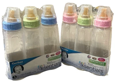 6 NEW Gerber First Essentials 2010 Baby Bottles Vented Nipples 4m+ SEALED 9oz - Image 1 of 4