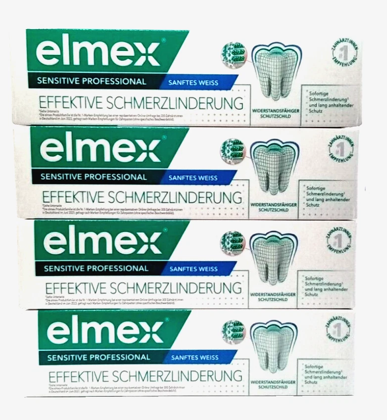 4 x elmex Sensitive Professional, sanftes Weiß (4x75ml)