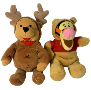 Disney Store Renna Pooh 1999 & Tigro come Pooh 8" Mini Sacchetto di Fagioli Peluche - Foto 1 di 5