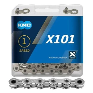 KMC X101 Single Speed Bicycle Bike Chain BMX & Track Silver 122 Links - Picture 1 of 6