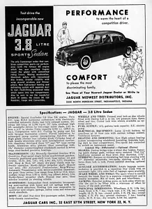 Jaguar 1960 sedán deportivo de 3,8 litros ""rendimiento"" anuncio original - Imagen 1 de 1
