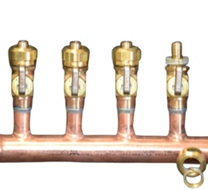 Comprimido colector de cobre de 1"" de 5/8"". SOPORTE. PEX (con y sin válvulas) 2 bucles-12 bucles - Imagen 1 de 24