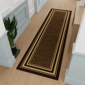 Bordered Brown Ottohome Collection Contemporary, 2'7" X 9'10" - Picture 1 of 12