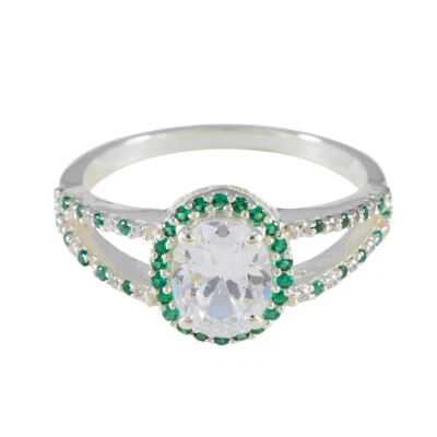 Regal Green Radiance Halo-Smaragd-CZ-Ring aus 925er-Sterlingsilber - Bild 1 von 4