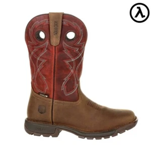 ROCKY LEGACY 32 WATERPROOF 11” PULL ON TAN/RED WESTERN BOOTS RKW0316 EUC! Sz 10 - Picture 1 of 12