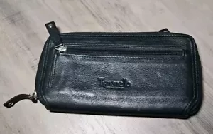 Tignanello Black Pebble Leather Wallet Clutch Zip 8 Card Slot Chain Lined - Picture 1 of 3