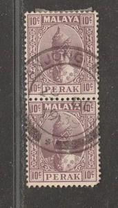 PERAK 1938 10c Dull Purple Sultan Iskander PAIR SG 112 - Bild 1 von 1